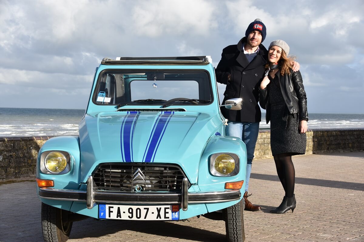 Balade insolite vintage en Citroën Dyane avec Normandy Classic Tour, découverte de la Côte de Nacre, Douvres-la-Délivrande et la campagne, Calvados, normandie, tour guidé, véhicule ancien