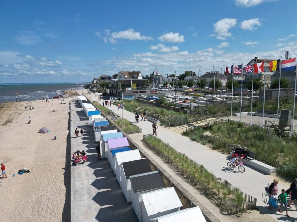 vue aérienne de la plage de Langrune-sur-Mer, photo : C2NT